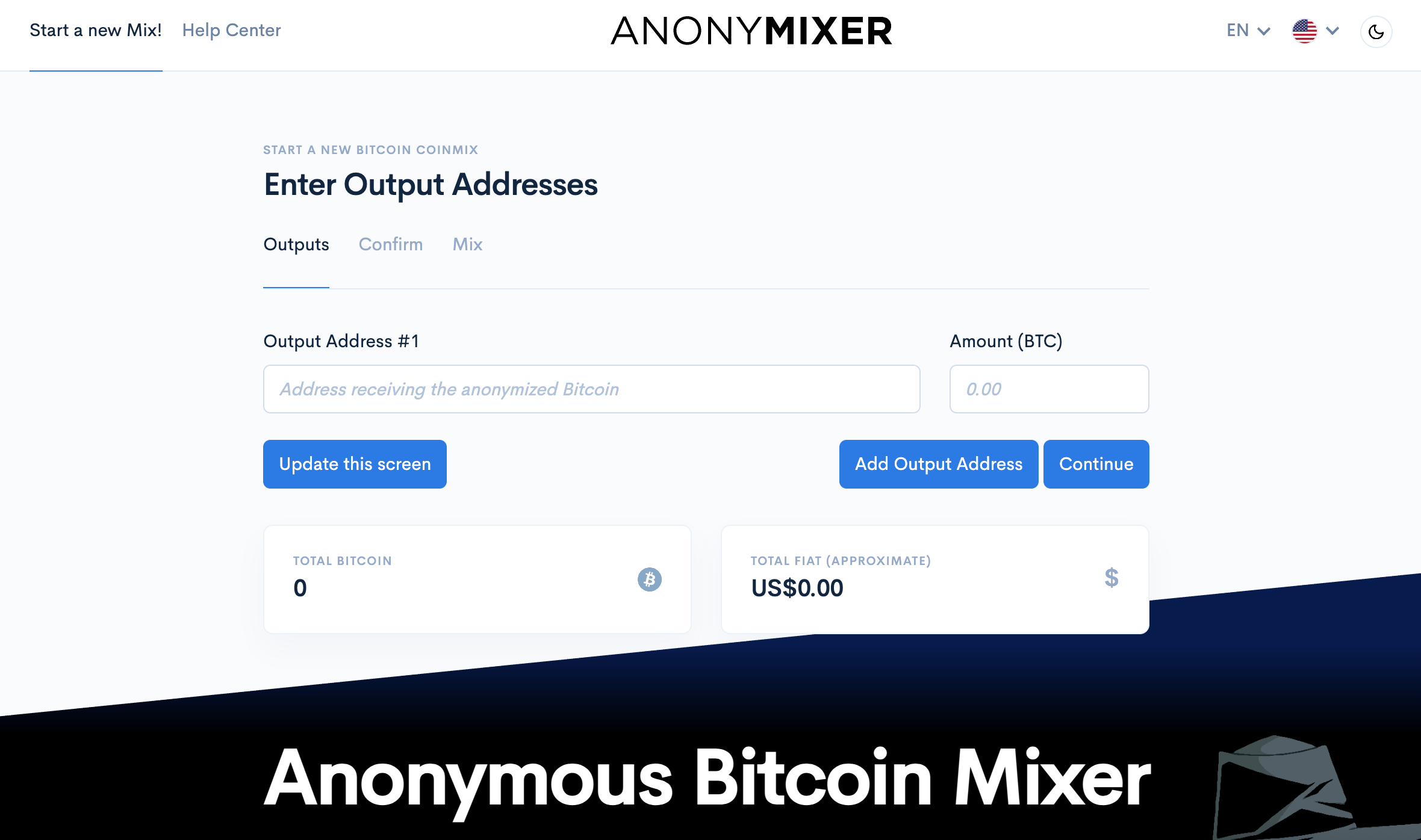 Anonymixer dashboard showing the mixing pool in active state